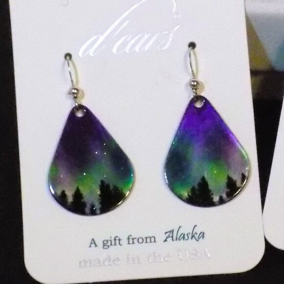 New D'ears Fire & Ice Metallic Earrings & Necklace Set Alaska. Sterling Hooks - Picture 4 of 8